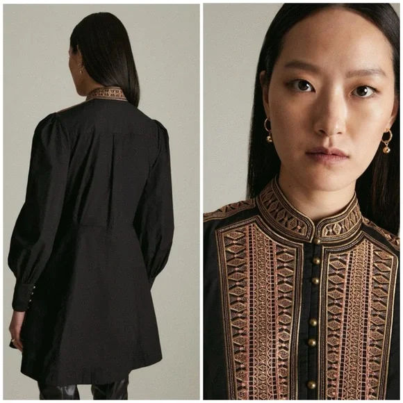 Karen Millen poplin tape embroidery woven dress - Picture 4 of 11